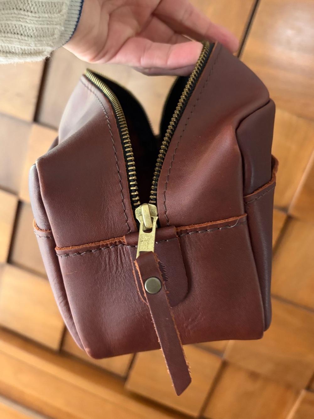 Portland Leather Travel Dopp Kit in Dark Brown - Picture 3 of 7